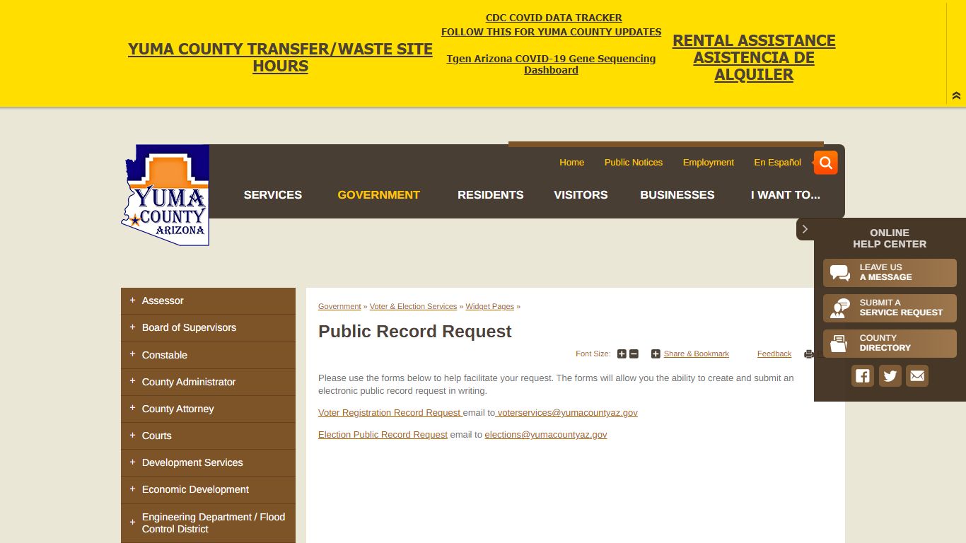 Public Record Request | Yuma County